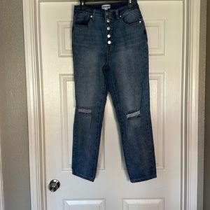 High waisted distressed mom jean size 28